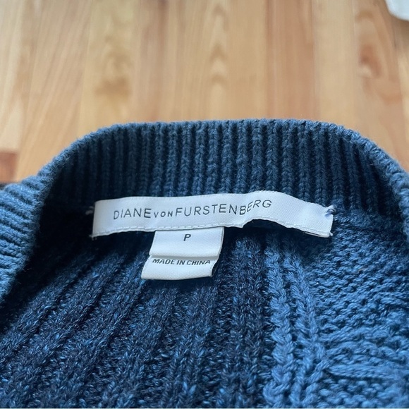 Diane von Furstenberg Blue Padma Intarsia Cotton Pullover Knit Sweater EUC XS - Picture 8 of 12